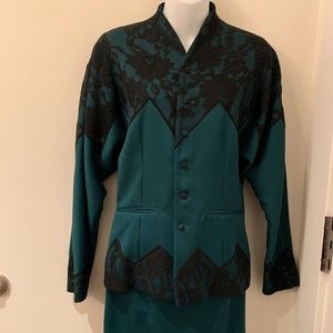 Philippe forrestier Paris Couture green skirt suit